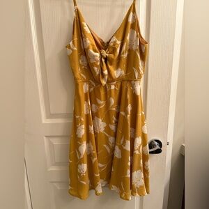 Lulu's Mustard Floral Mini Dress